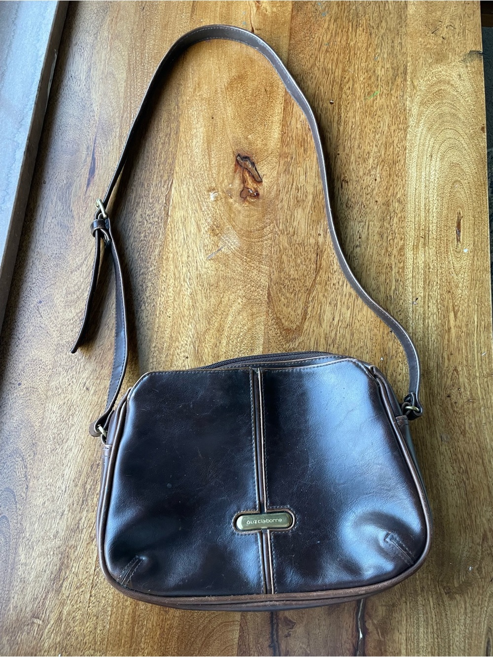 Liz Claiborne Brown Leather Messenger Crossbody